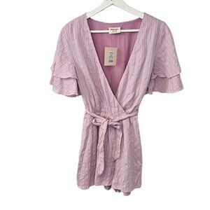 Showpo Womens Run away Girl Playsuit, Ruffled, Tie Waist, V Neck, Lilac, Size 4
